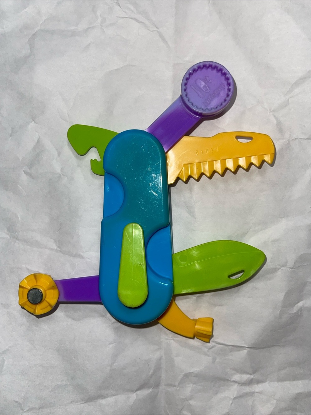 Vintage 1998 Play-Doh Fun Cutter Multi Tool Swiss Army Knife Toy Hasbro Blue
